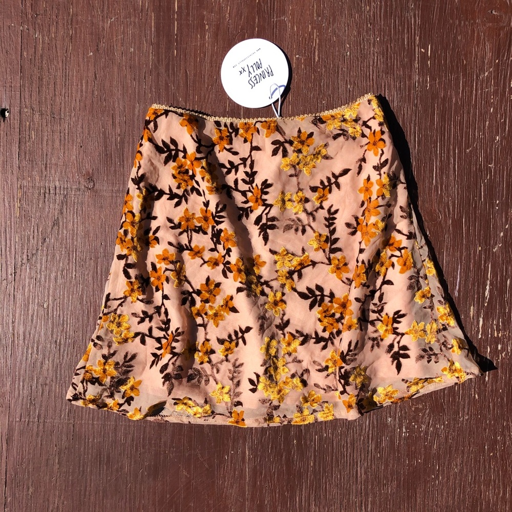 Princess Polly Velvet Floral Mini Skirt